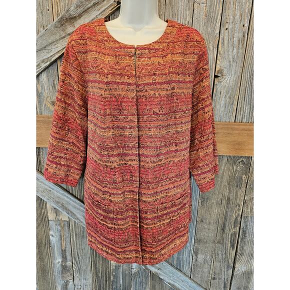 Maggie Barnes textured colorful orange hook eye blazer EUC 1X (18/20) office ^ - Picture 1 of 7